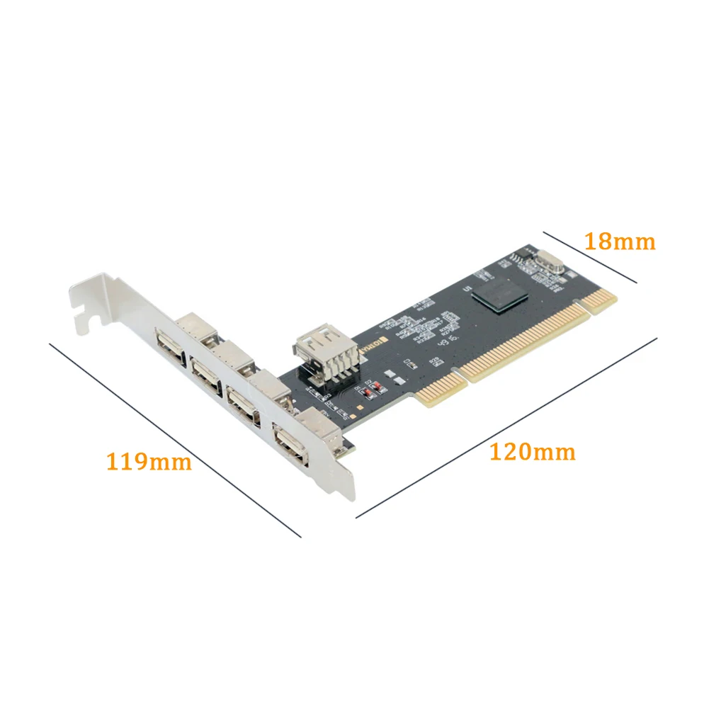 

Durable Black PCI Card Internal Controller Desktop Converter USB 2.0 Adaptor 5 Ports Hub High Speed Expansion 480Mbps
