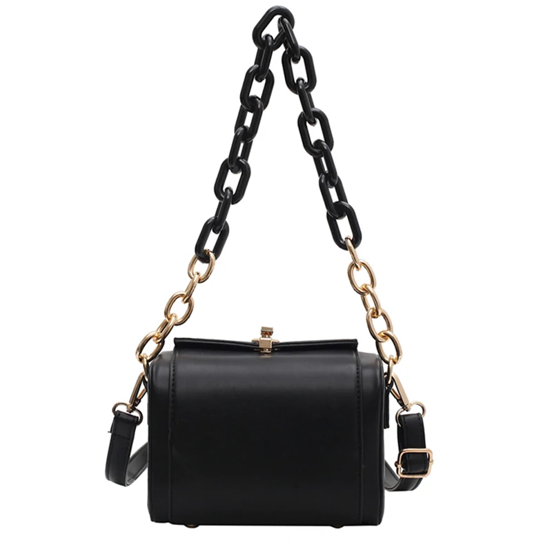 

Luxury Chain Female Crossbody Bags Solid Color Square Tote Bag PU Leather Women's Designer Handbag Vintage Shoulder Bag Bolsos