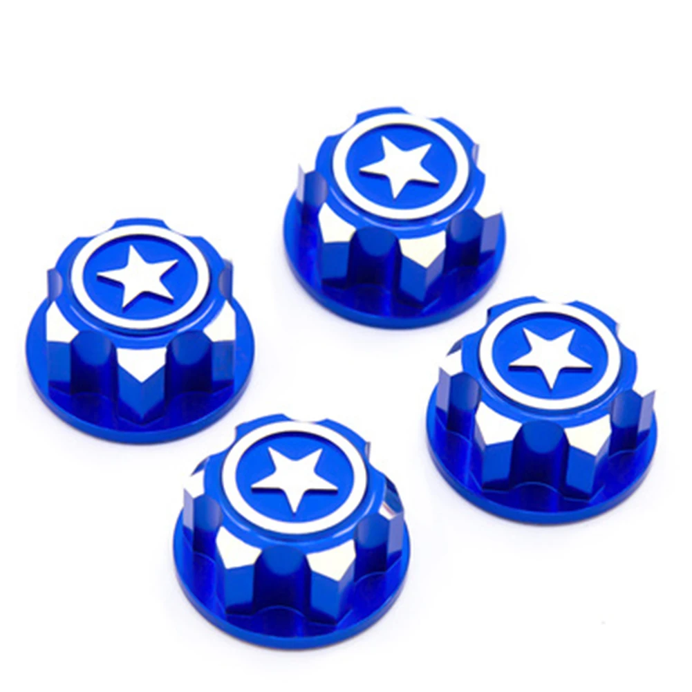 

RCTOYFUN 4pcs Navy Blue Metal Wheel Hub Cover Antidust Cover 17mm Hex Nut For Traxxas X-MAXX Summit RC Car Antiskid Wheel Cover