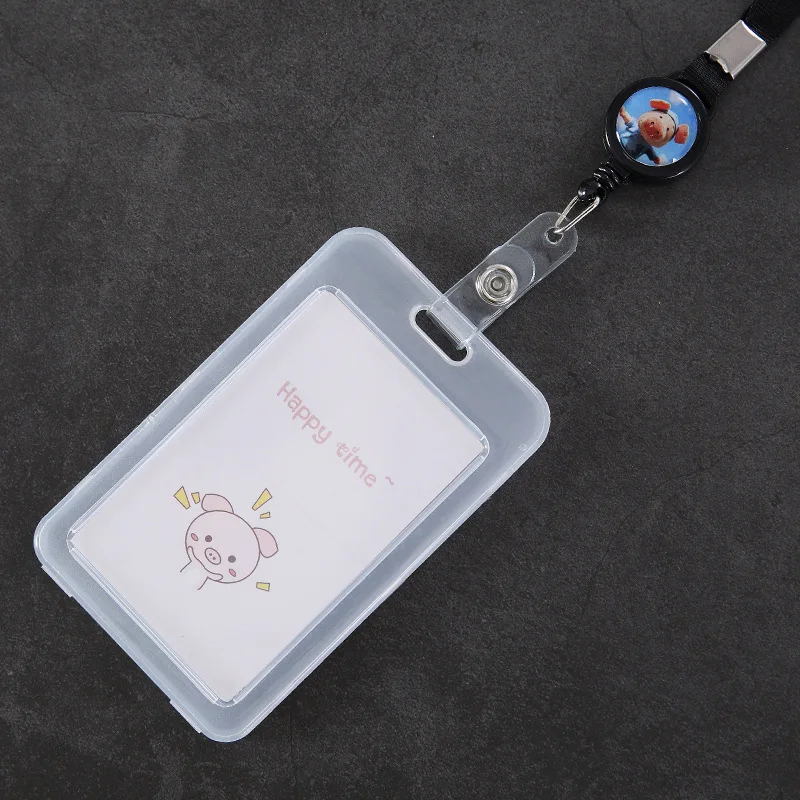 

2021Pvc Transparent Card holder Hanging Rope Cartoon Lovely Document ID Card Holder Student Public Transport Dining-card Holder