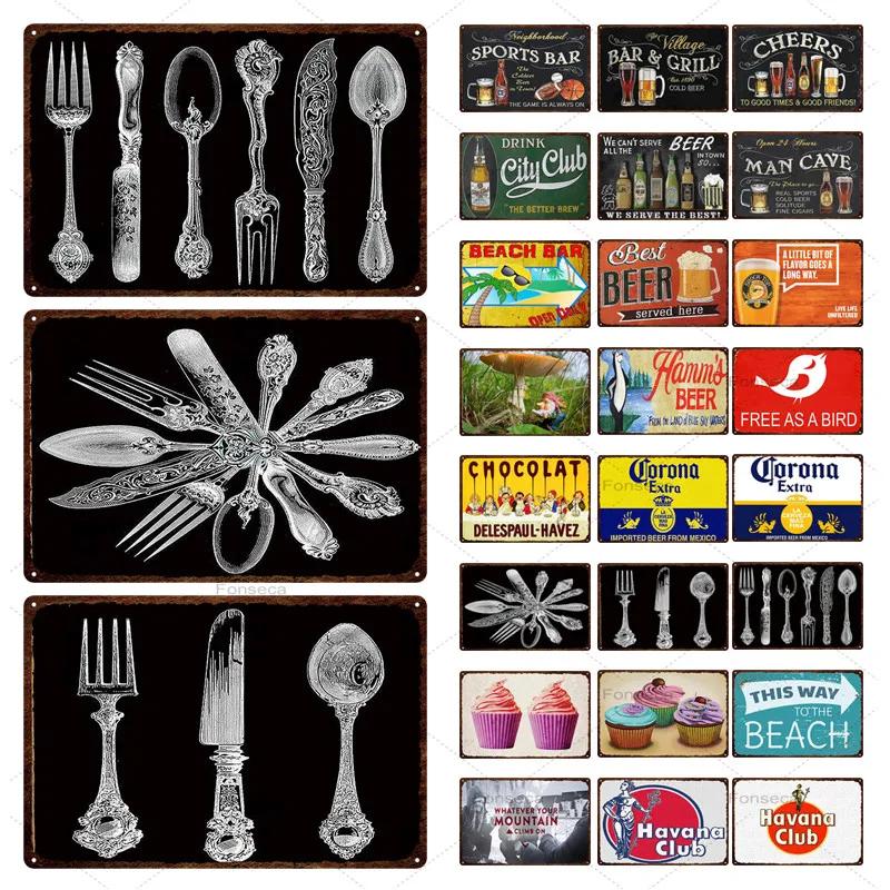 Посуда пивная чашка торт десерт металлические знаки оловянный постер для бара