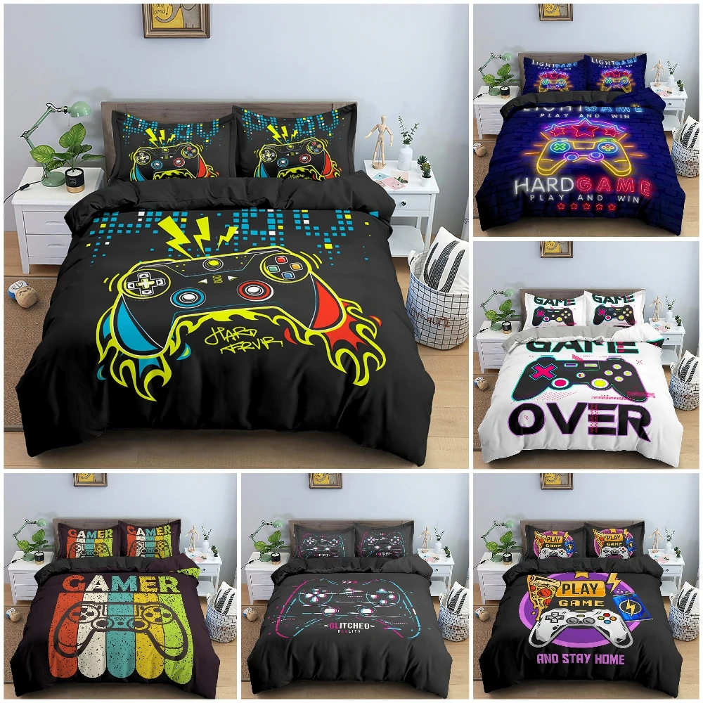 

Мультфильм геймпад Постельное белье пододеяльник Queen King Размеры мягкий и пропускающий воздух материал Стёганое одеяло/одеяло моющееся пок...