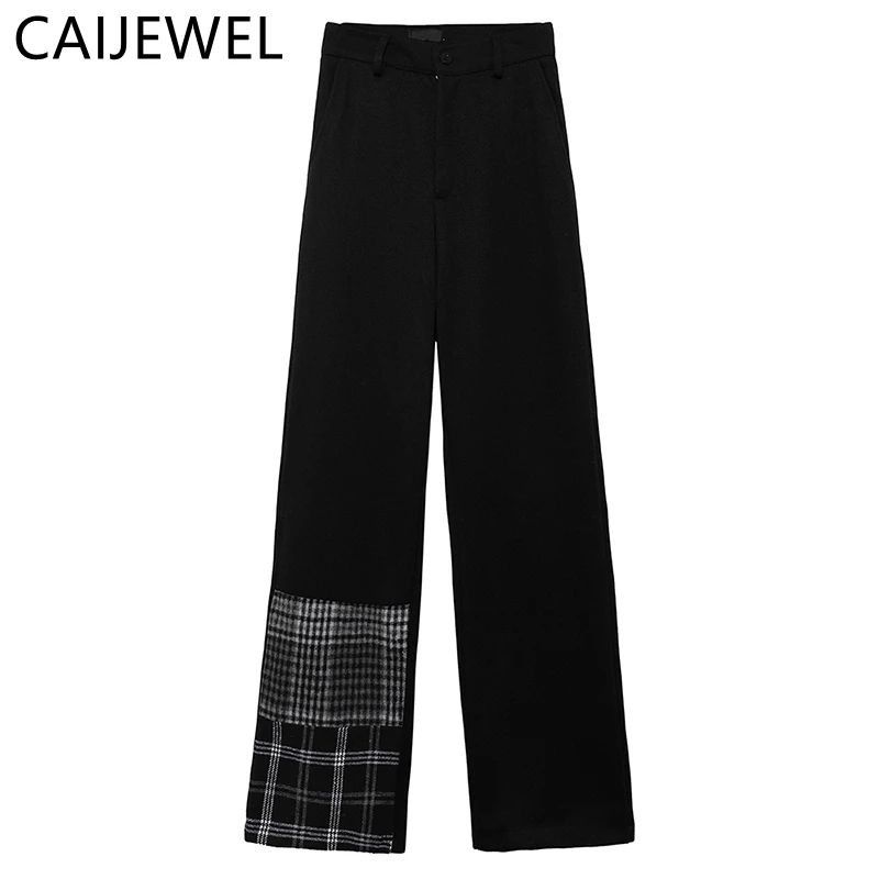 

Women's Suit Pants 2022 New Splicing Sense of Design High Waist Casual Baggy Femme Trouser Straight Plus Size Vintage Mom Pants