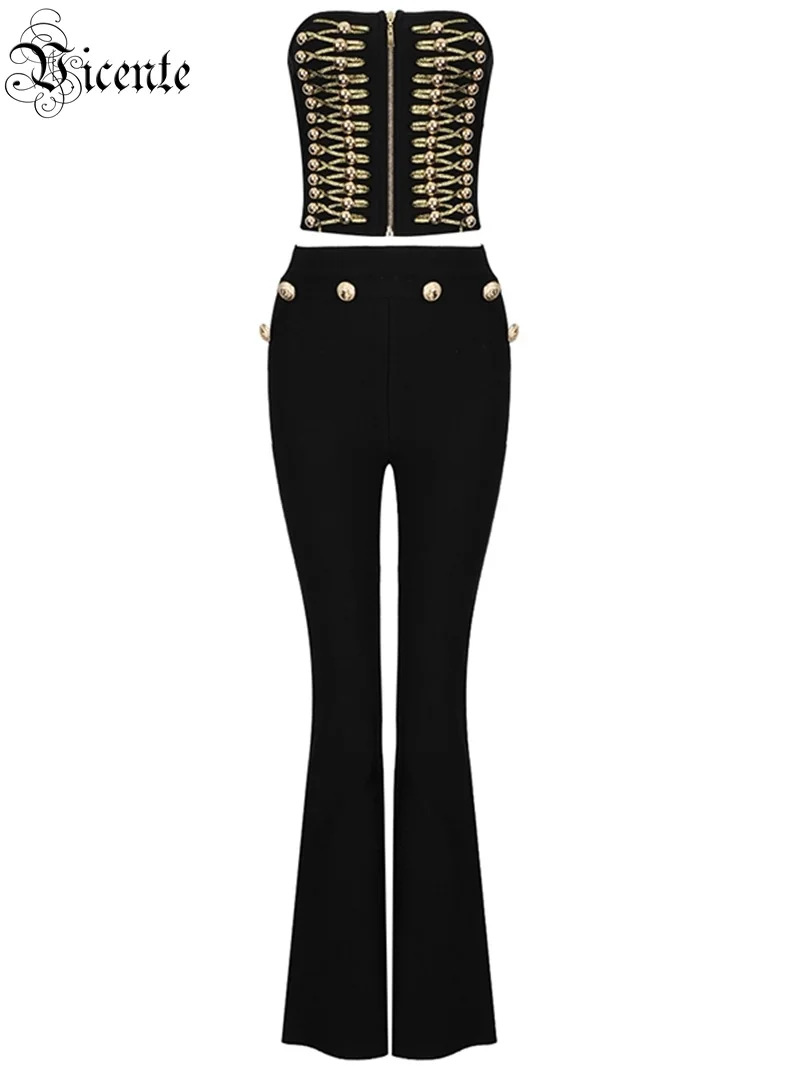 VC все бесплатная доставка 2019 Модный комплект из двух предметов с золотыми