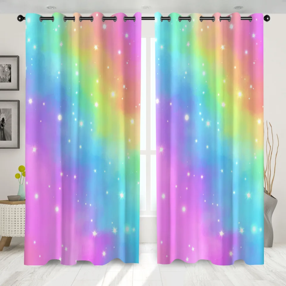 Мягкие радужные оконные затемняющие шторы SOFTBATF для гостиной спальни
