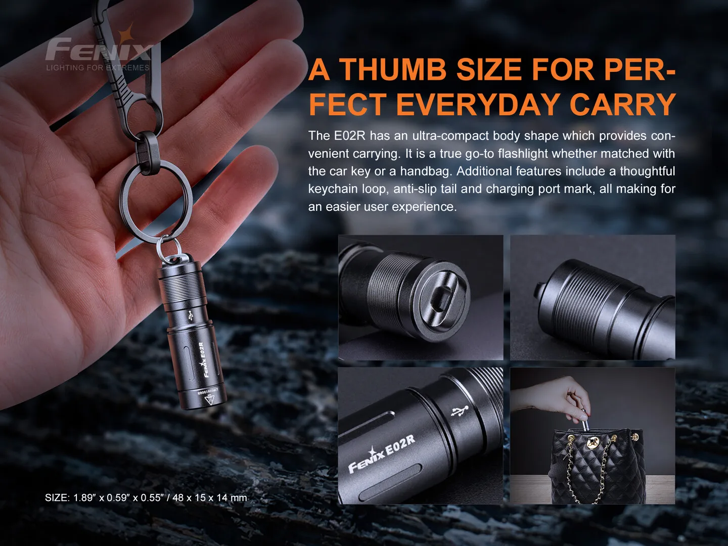 Фонарик Fenix E02R Cree XP G2 S3 белый светодиодный 200 люмен USB|Фонарики и осветительные