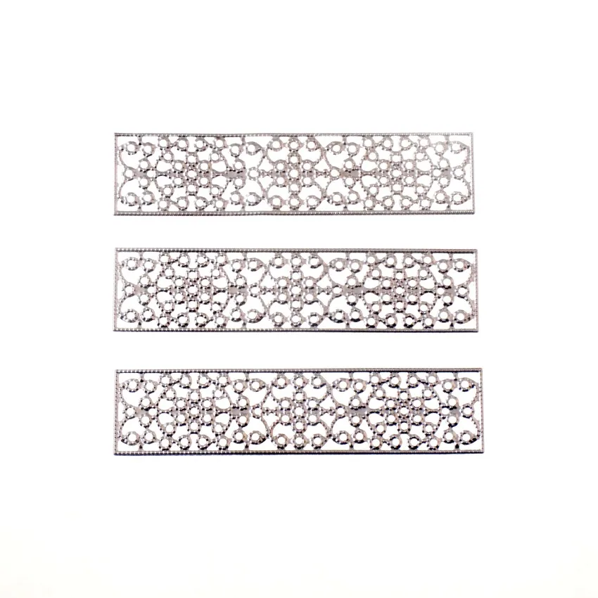 20 шт Прямоугольные филигранные цветочные обертки разъемы металлические изделия для украшения DIY фурнитура разъемы 8,5x2 см