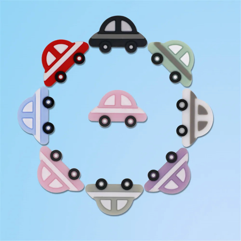 

Kovict 10pcs Mini Car Food Grade Silicone Teether Beads Chew Necklace Autism Pacifier Chain For Baby DIY Accessories BPA Free