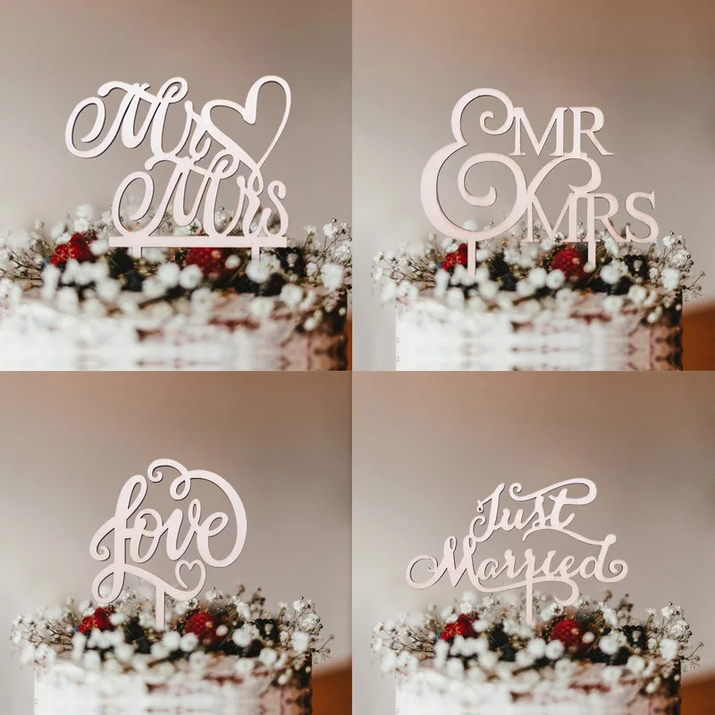 Mr & Mrs свадебный торт Топпер деревянные буквы кекс топперы DIY День рождения