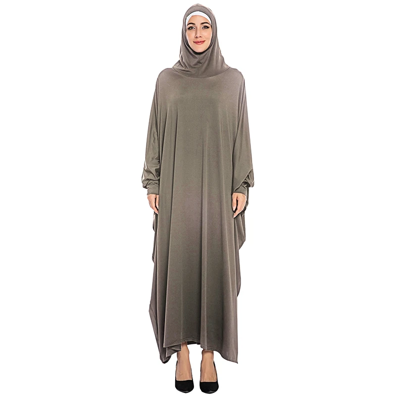 gray abaya Siskakia, надземные Абая, большой размер, рукав "летучая мышь", мусульманский химар, однотонный, плюс размер, джилбаб, элегантные халаты для женщин, арабский, Новинка - Цвет: gray abaya