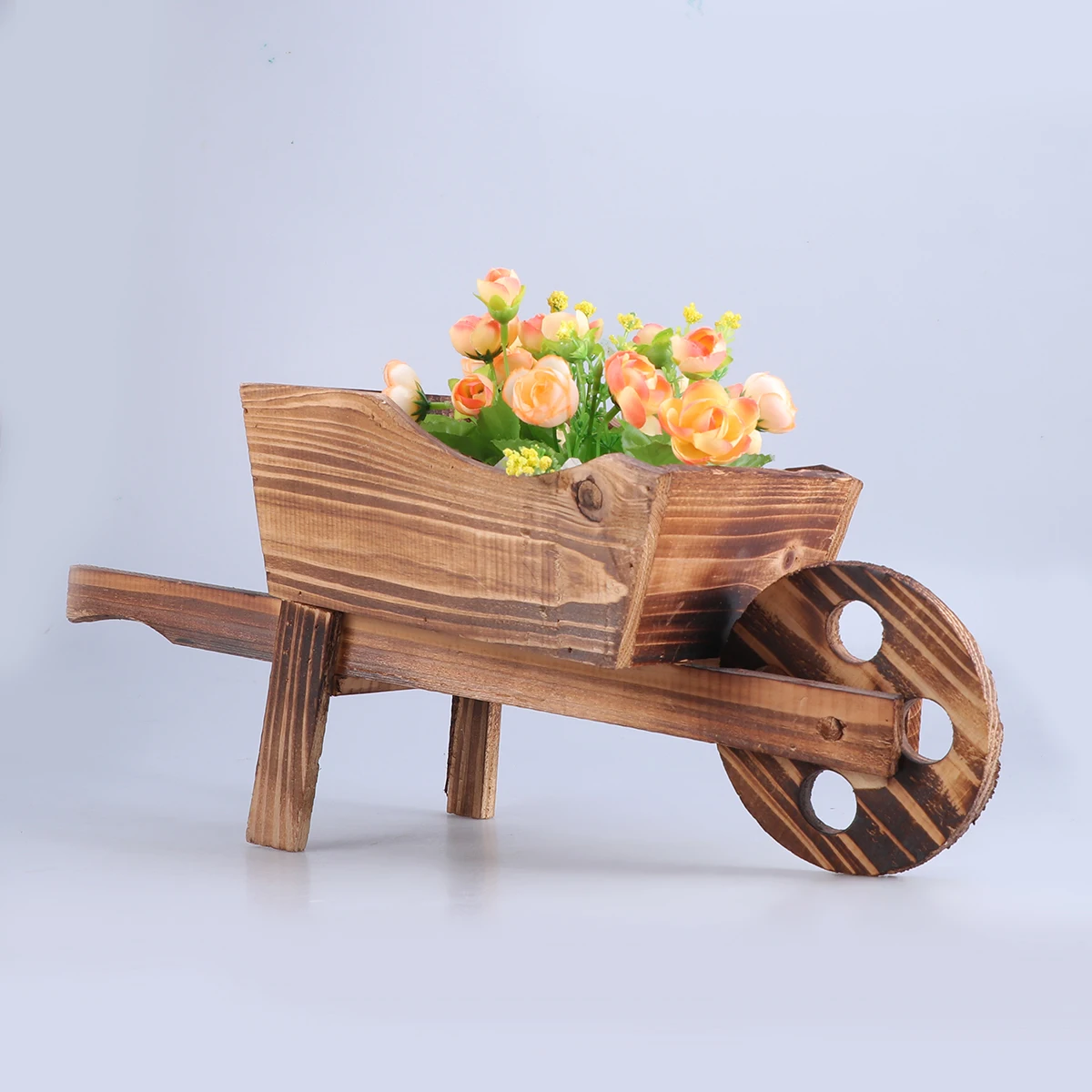 

1pc Wooden Cart Flowerpot Creative Fleshy Succulent Pot Garden Decals Ornamental Wheelbarrow Planter for Home Office Shop Window