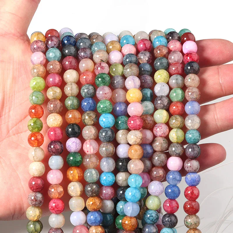 

45pcs/lot Round Glass Beads Two-color Broken Flowers Beads For Jewelry Needlework Necklace Bracelet DIY 8/10mm Beadtales