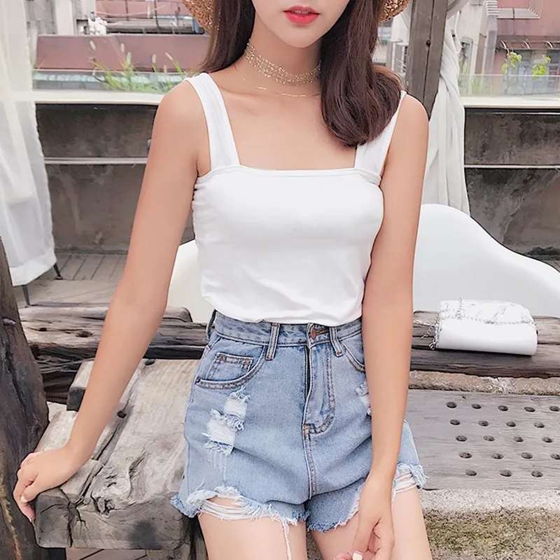 Хит 2019 Женская майка с квадратным воротником без рукавов пуловер простой модный