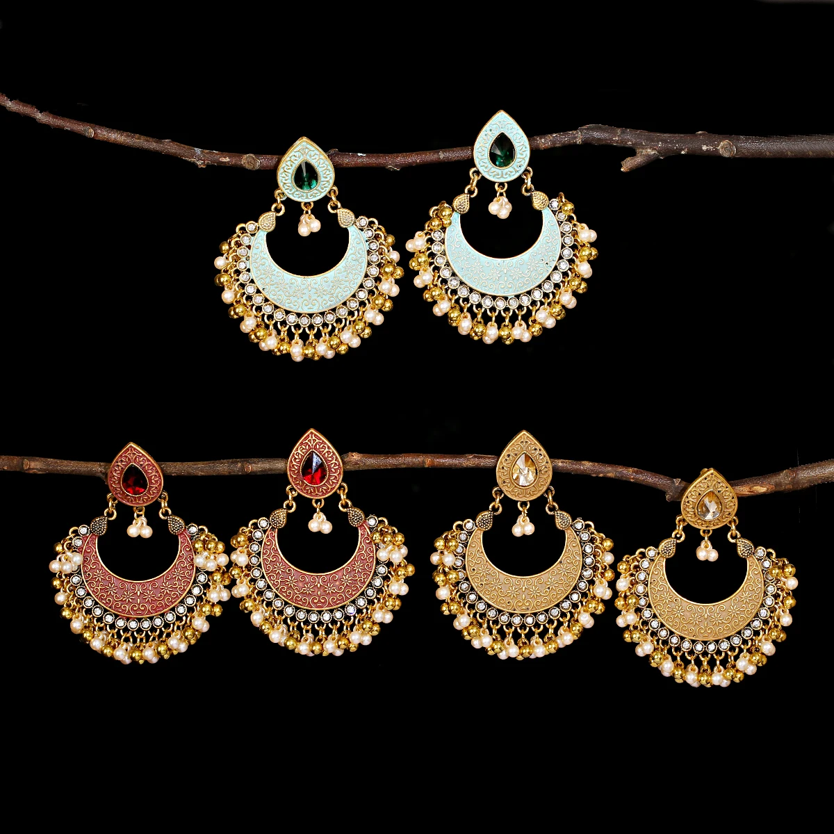 

Boho Gypsy Tassel Indian Dangle Earrings 2021 Women Orecchini Jewelry Ladies Retro Water Droplets Jhumka Earrings