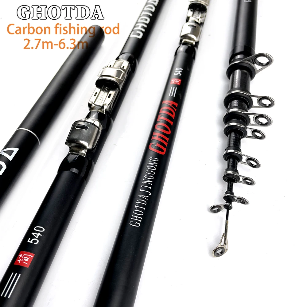 

GHOTDA Telescopic Fishing Rod Rock Pole Carbon Fiber Lightweight Toughness Spinning Rods