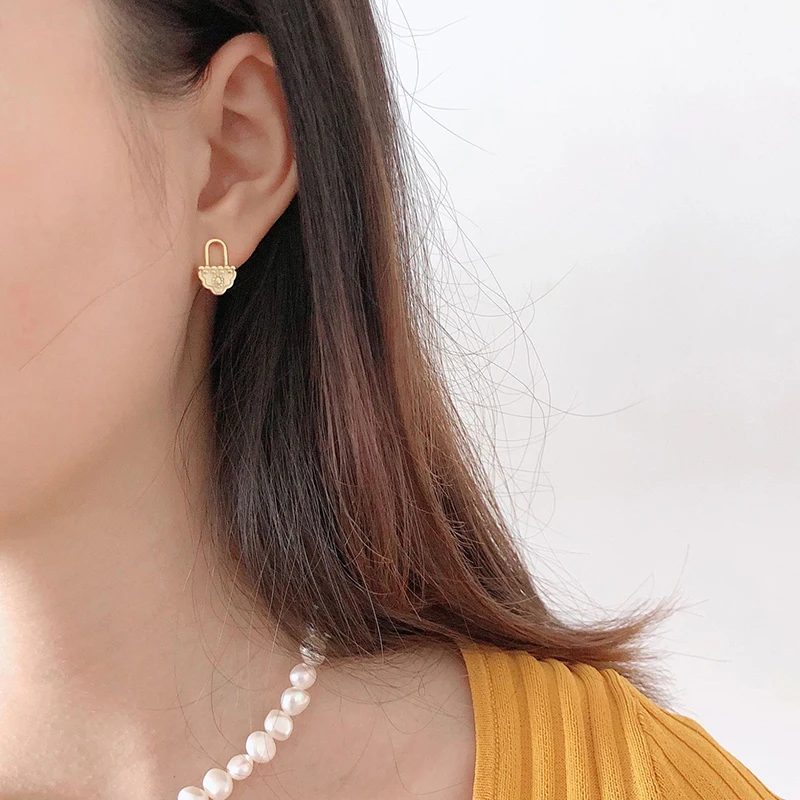 Женские Геометрические серьги Peri'sBox с замком и ключом 925 пробы серебристый