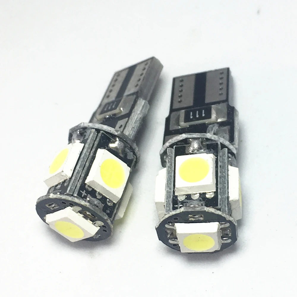 

100Pcs White Blue Red T10 W5W led 194 168 Wedge Lamp Car Light 5smd 5050 Led Error Bulbs Canbus Band Decoder Sign Trun Light 12V