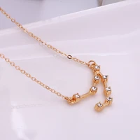 new 12 constellation diamond letter symbol necklace vintage pendant chain necklaces for women alloy jewelry gift wholesale
