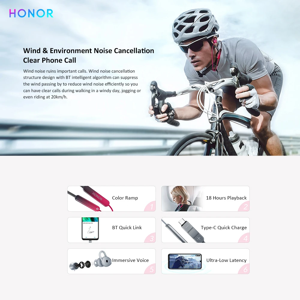 Honor xSport Pro, Bluetooth 5,0, гарнитура, IP55, водонепроницаемые, стерео, музыкальные, беспроводные наушники, Hands-free, шумоподавление, бас, наушники