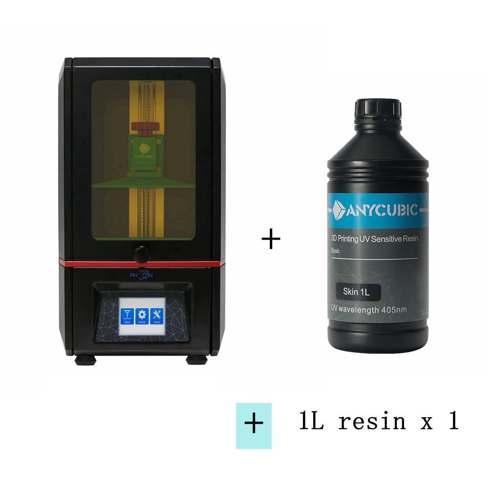 ANYCUBIC 3d принтер Фотон SLA/lcd плюс размер anycubic UV Смола печать свет-лечение 2,8 ''наборы печати Impresora 3d drucker - Цвет: Photon--Add 1L