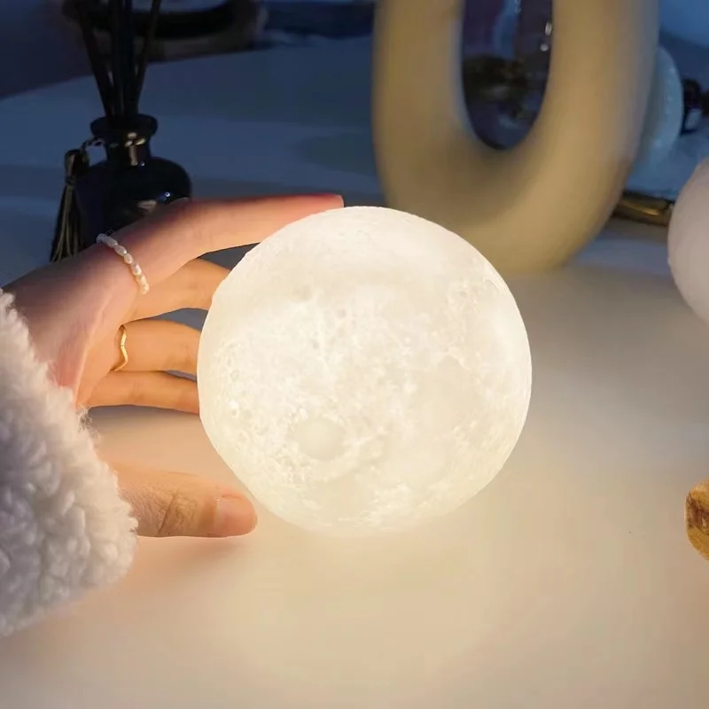 3D Print Moon Lamp Rechargeable 16 Colors LED Night Light 3D Light Touch Moon Lamp Children's Lights Night Lamp for Home images - 6