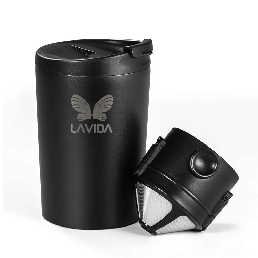 Дорожная кофейная кружка с фильтром для кофе посуда из нержавеющей стали 304