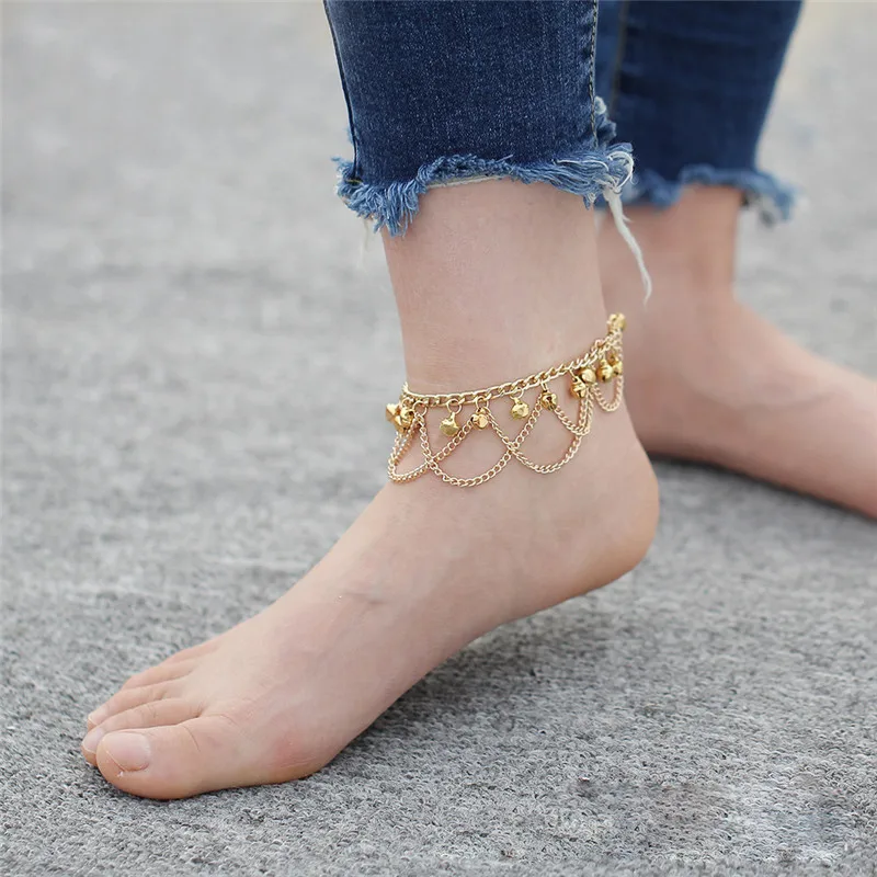 

Fashion Gold Beach Bells Anklet Bracelets Charm For Women Alloy Bulk Heart Leg Bracelet Anklet Bracelet Accessories Jewelry Gift