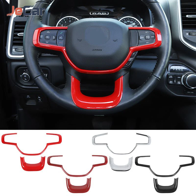

Обложка рулевого колеса из АБС-пластика, отделка, наклейка, интерьерные аксессуары для Dodge Ram 2018 и выше, автомобильные аксессуары
