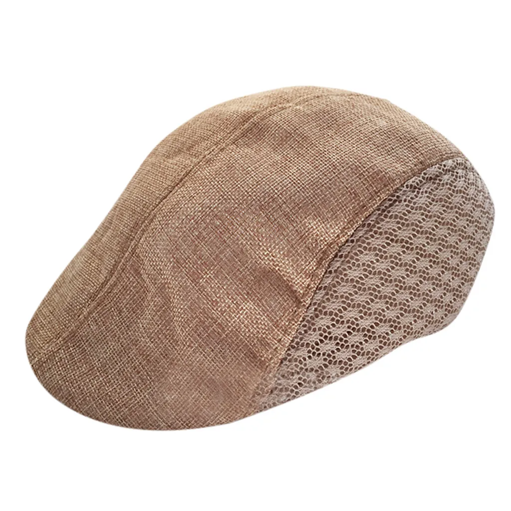 Мужские и женские льняные береты осень Новая удобная дышащая сетчатая шляпа