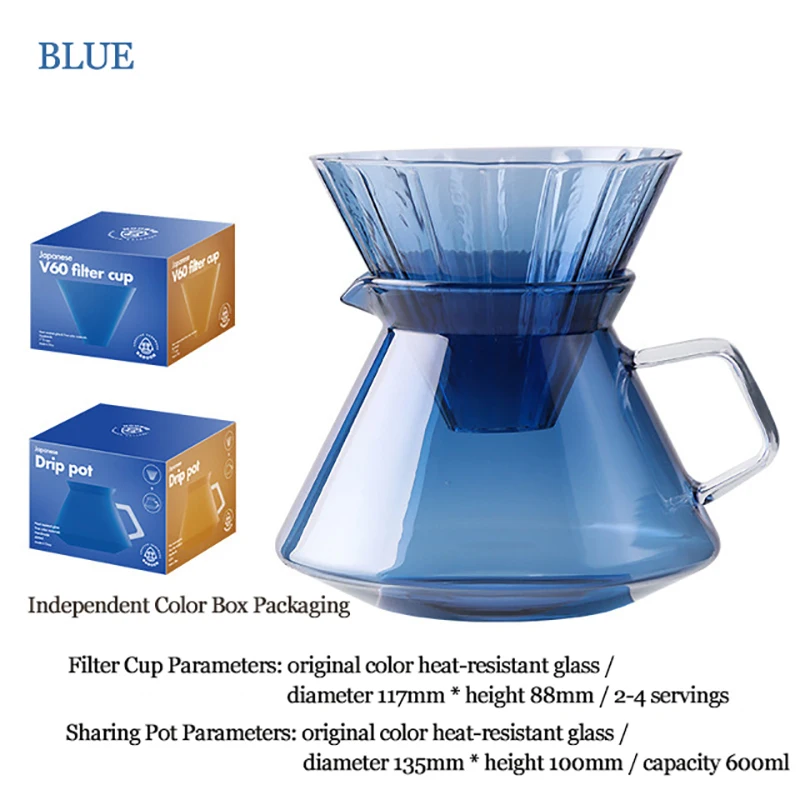 Drip Coffee Maker Set Japanese Style Creative Original Color Heat-resistant Glass V60 Filter Cup Cloud Sharing Pot | Дом и сад