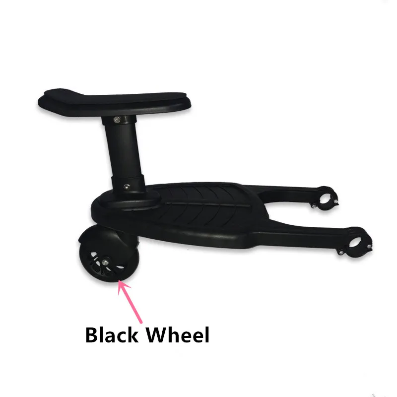 Black Wheel Детская тележка Органайзер педаль коляски адаптер Близнецы автостопом второй ребенок вспомогательный прицеп дети стоящая пластина мальчик скутер - Цвет: Black Wheel
