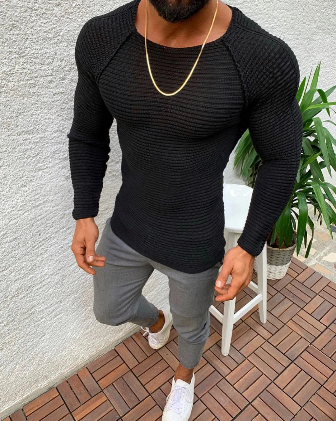 

Knit Sweater Men Clothes Autumn Winter O Neck Long Slevee Pullovers Tops Loose Streetwear Harajuku Chic Plus Size Sweaters Mens