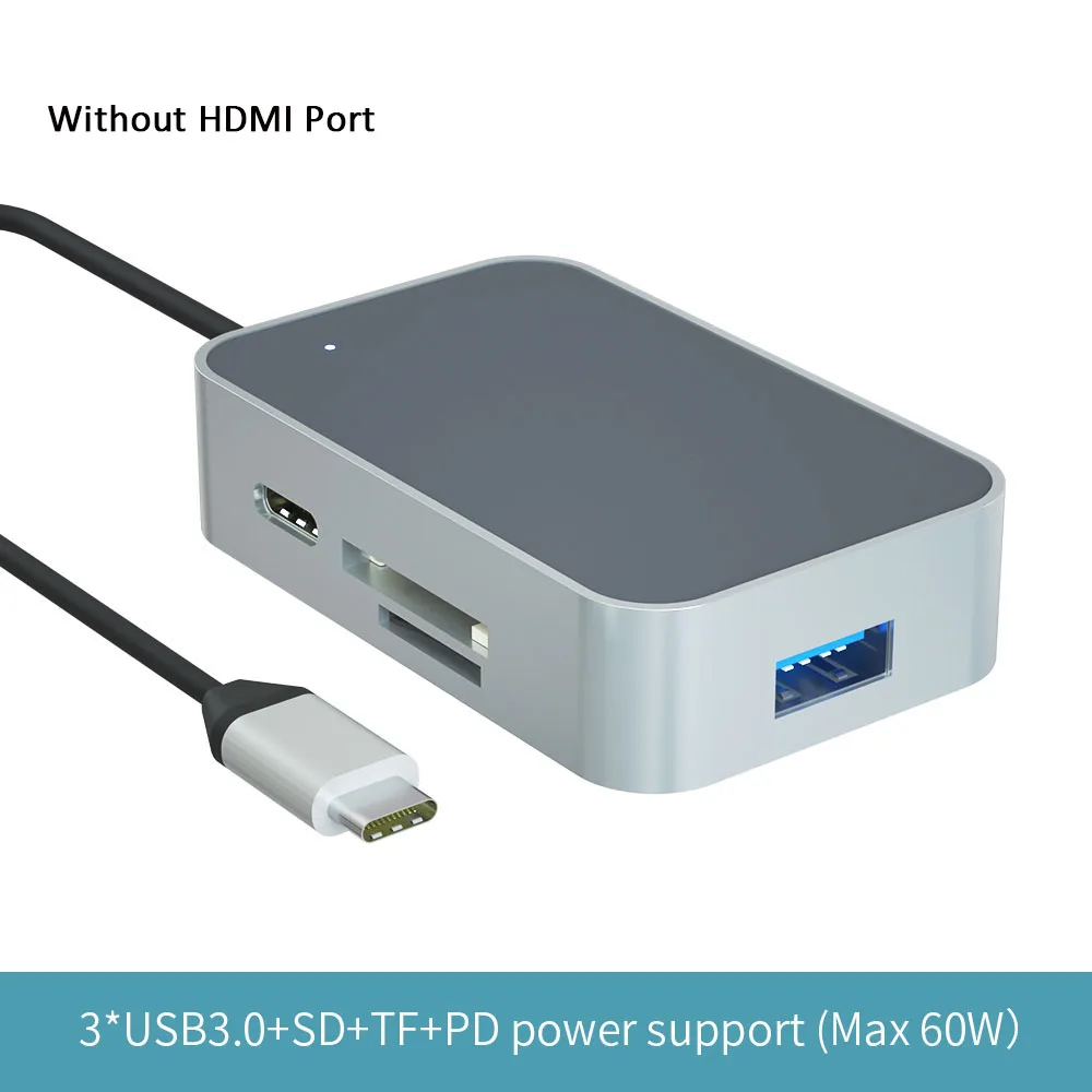 Thunderbolt 3 type-c концентратор адаптер 4 к 1080 P USB c к HDMI TYPE-C к USB разъему с быстрой зарядкой для Macbook matebook ноутбуки - Цвет: 3USB3.0  Card Reader