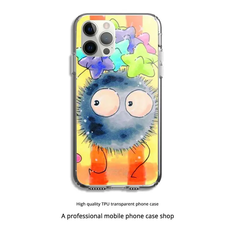 

Spirited Away Soot Totoro Phone Case Clear Cover For Iphone 5 6 7 8 11 12 plus XR X XS SE2020 11/12PRO Max Transparent
