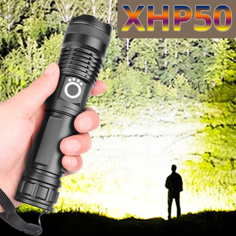 

Ultra Bright LED Flashlight P50 LED lamp beads Waterproof Torch Zoomable 5 lighting modes Multi-function USB charging