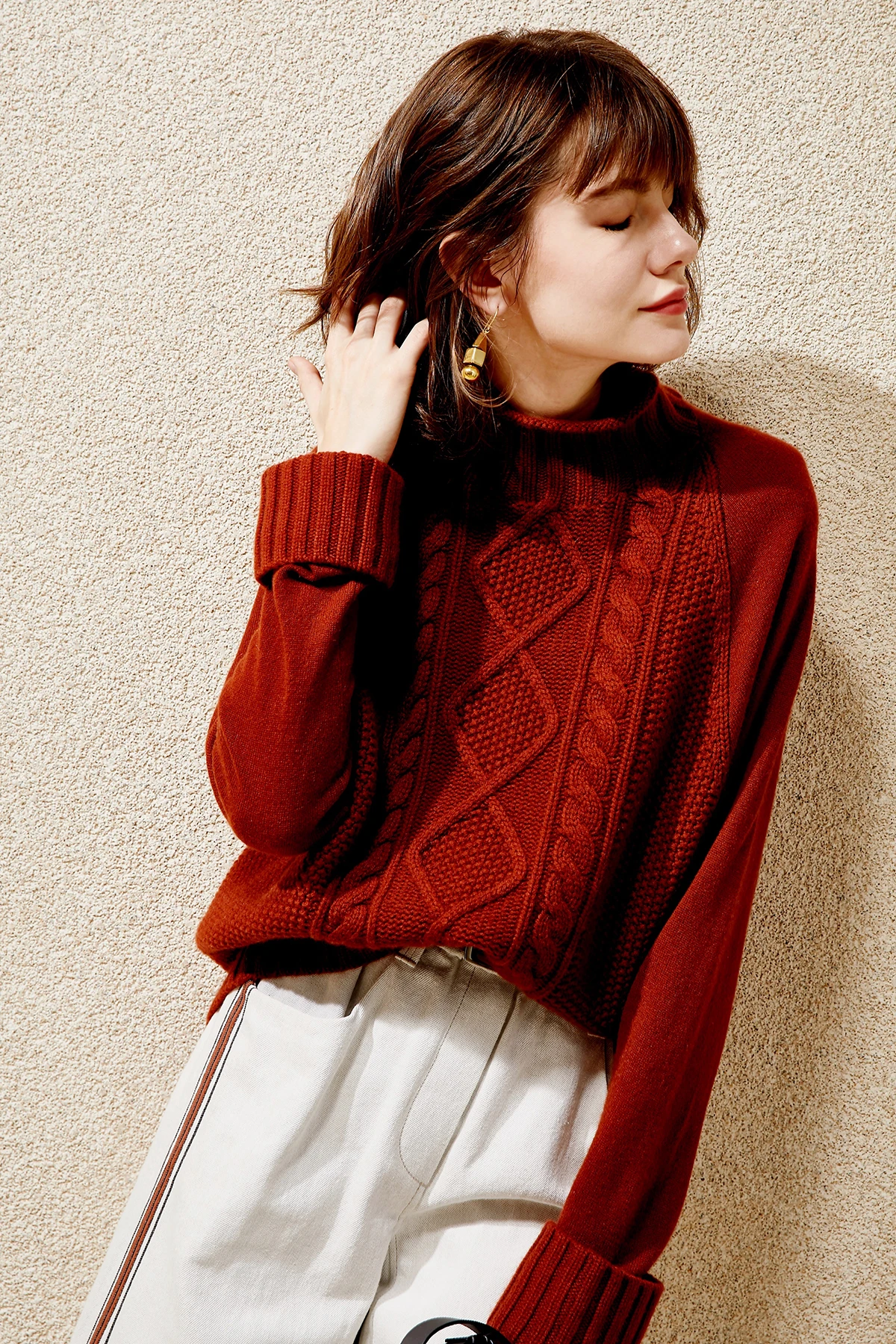 Retro autumn and winter half-high collar cashmere sweater women loose large size silhouette bottoming shirt lazy wind thickened | Женская