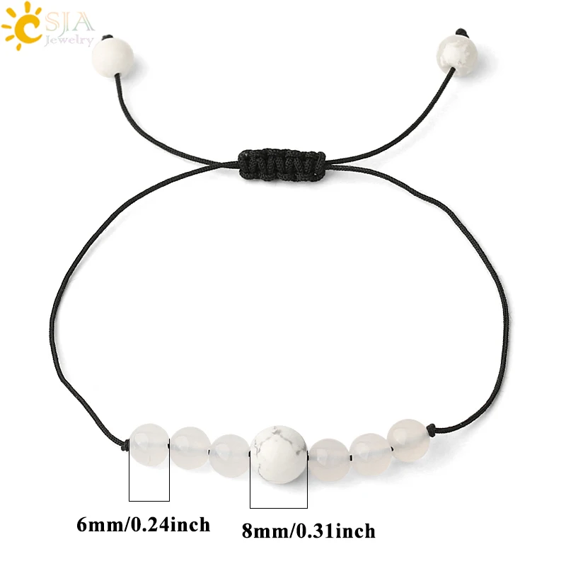 Браслеты CSJA из натурального оникса с оплеткой регулируемые браслеты черных и