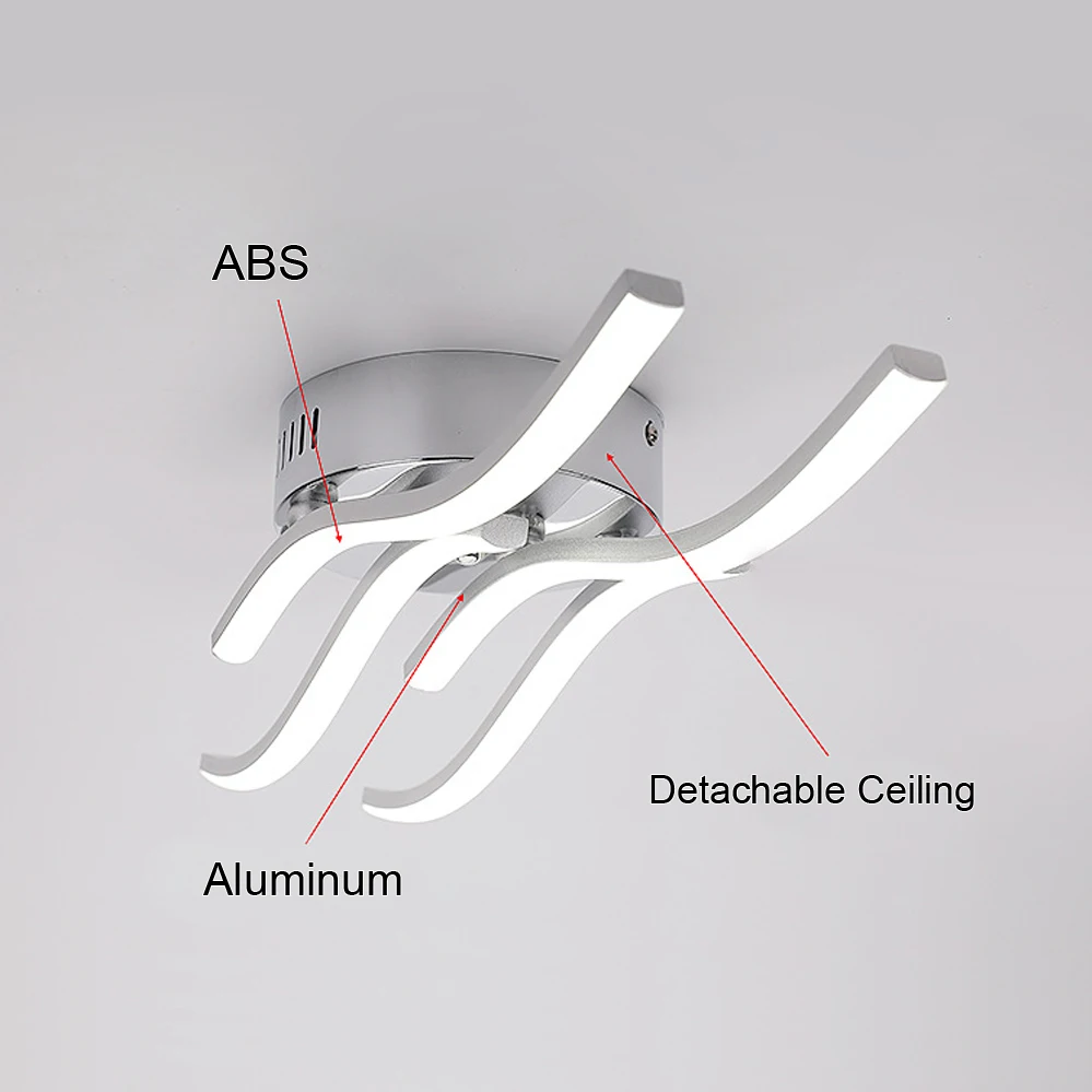 $14.99 24W 12W 18W LED Ceiling Light Ceiling Lamp AC85-265V Modern Curved Design 2/3/4 Lights for Bar Restaurant Bedroom Living Room