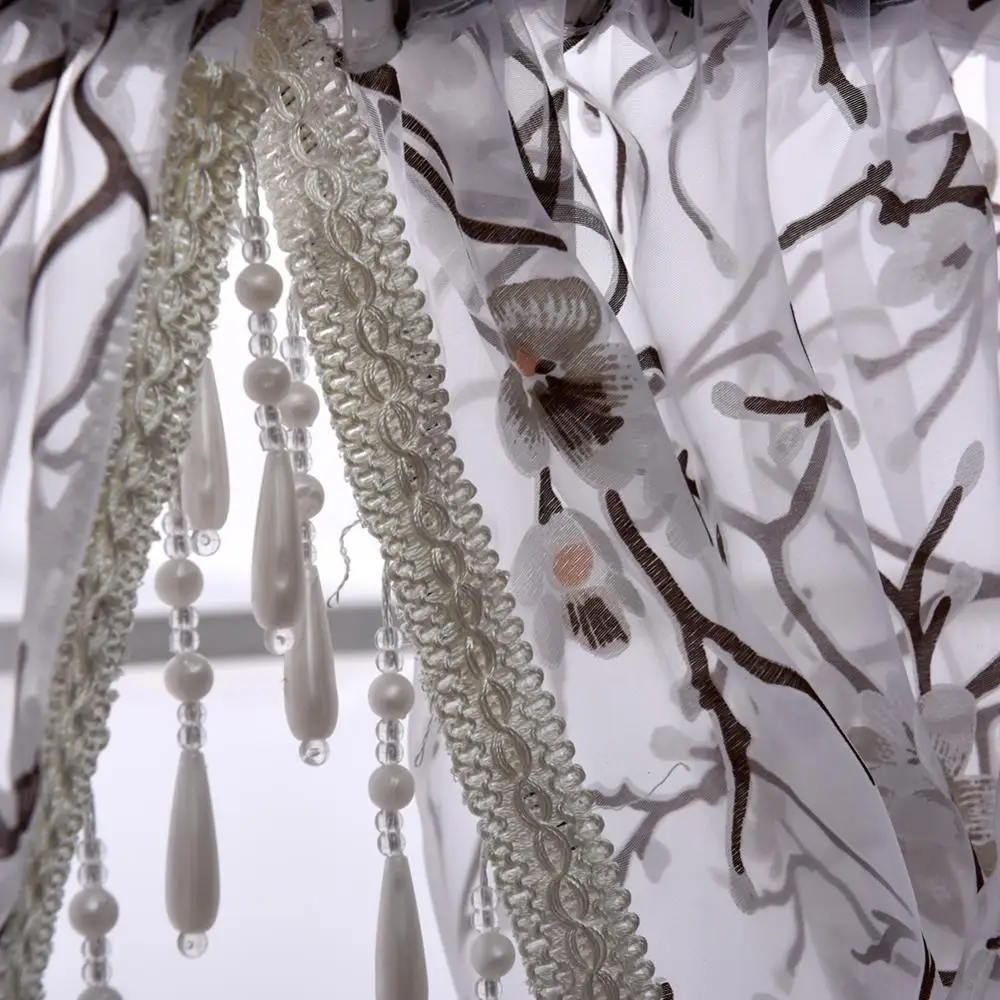 NAPEARL 1 шт. современный пасторальный цветочный отвесный балдахин органза тюль