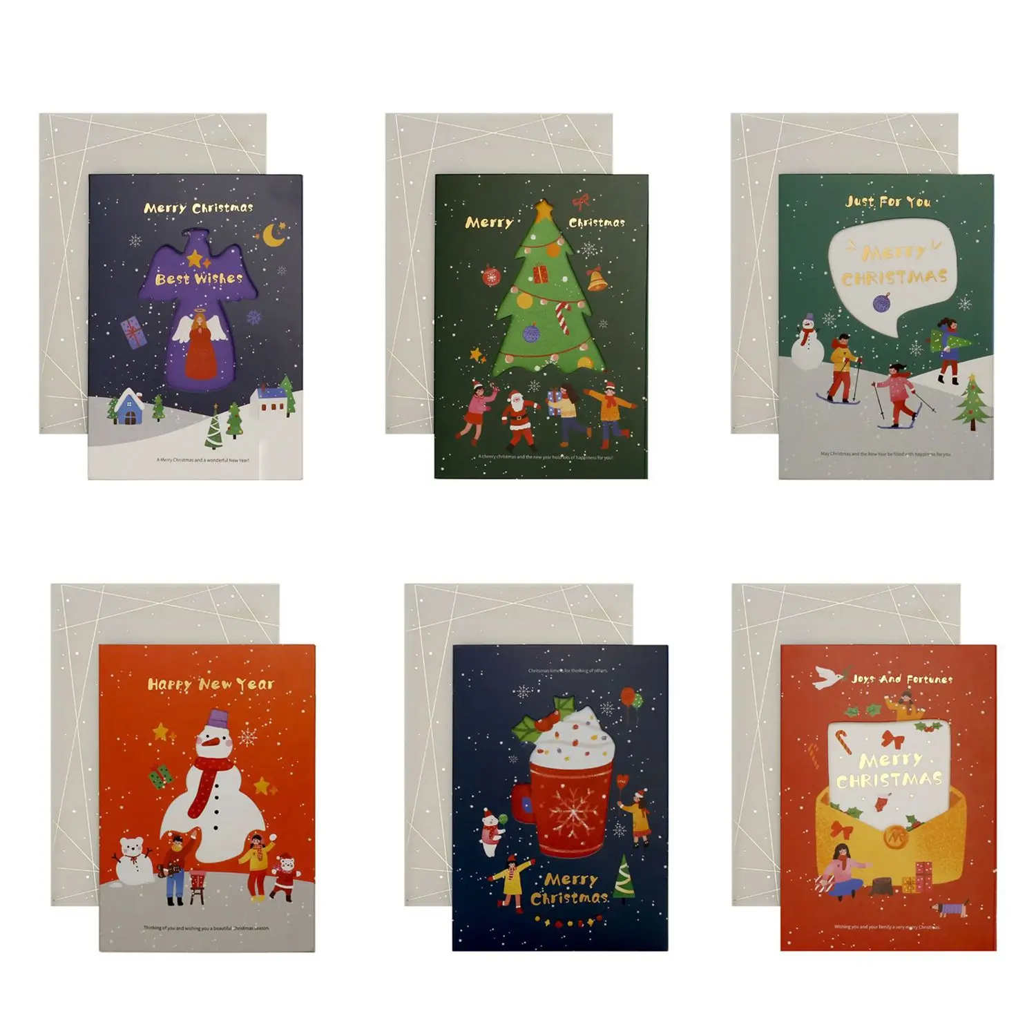 

3PCS Postcard New Year Invitation Party Christmas Tree Christmas Greeting Card With Envelope Snowman For 2022
