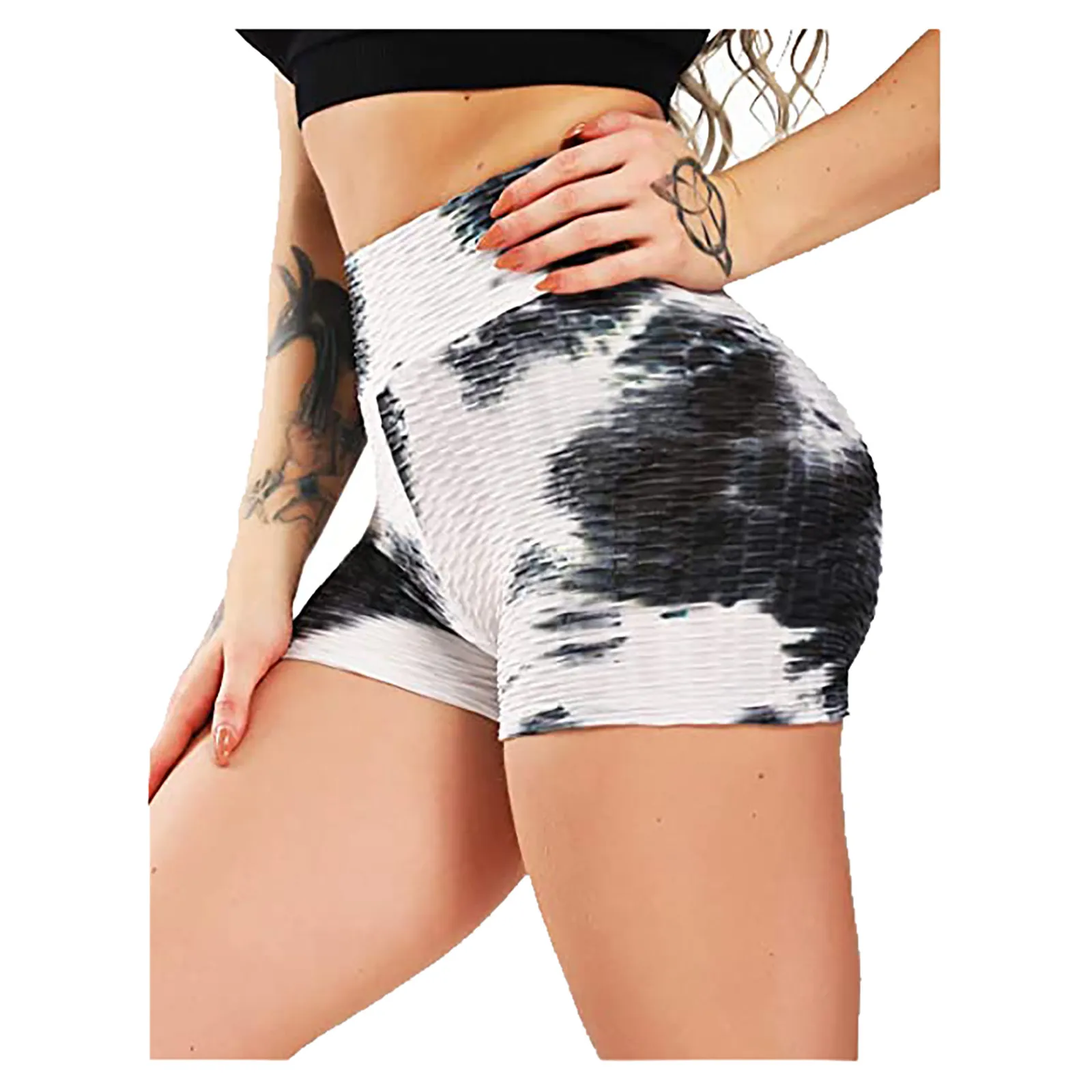 

Summer Yoga Shorts Women's Buttocks High Waist Printing Bandage Sweatpants Sport Shorts Pants Running Gym Cycling Shorts 2021