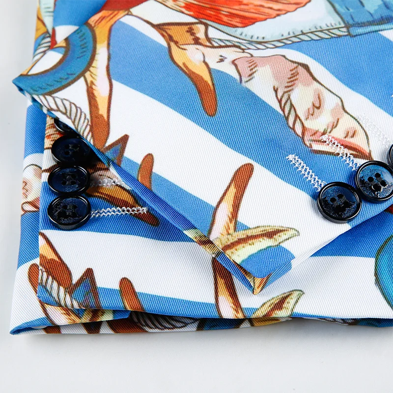 

Men Suit Casual Spring Autumn Top Fashion Exclusive Beach Style Blazer Men Party Print Ocean Design Wedding blazer masculino