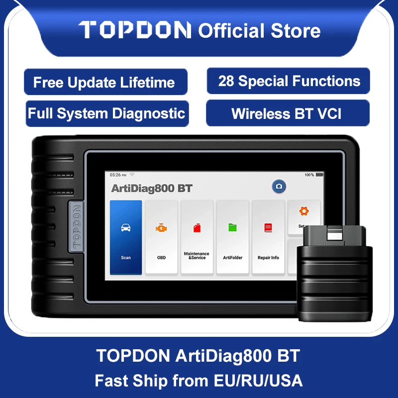 Автомобильный диагностический инструмент Topdon ArtiDiag800 BT OBDII 2 считыватель кодов