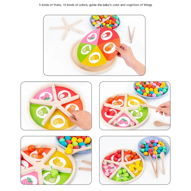 

Wooden Simulation Fruit Sorting Tray Game Early Educational Toys Color Cognitive Math Enlightenment Teaching Gifts