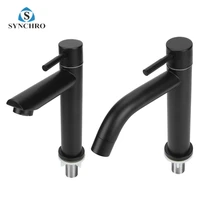 black 304 stainless steel single handle washbasin tap bathroom basin faucets single cold bathroom sink faucets