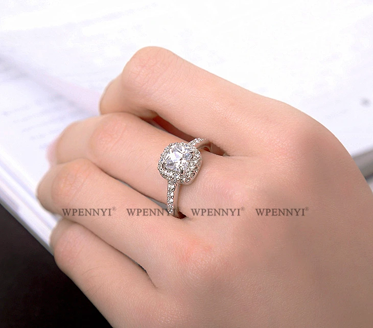 Классический серебристый цвет высокое качество принцесса квадратный Цирконий