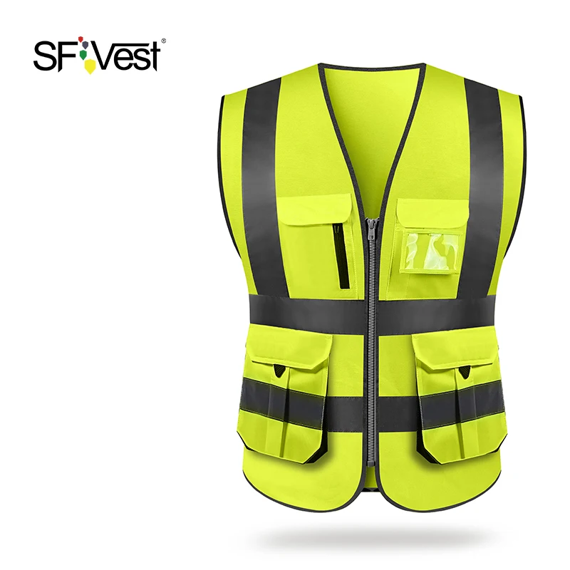 SFVest светоотражающий Безопасный Жилет высокой видимости рабочий Светоотражающий Жилет Мульти Карманы Спецодежда жилет безопасности мужской жилет безопасности