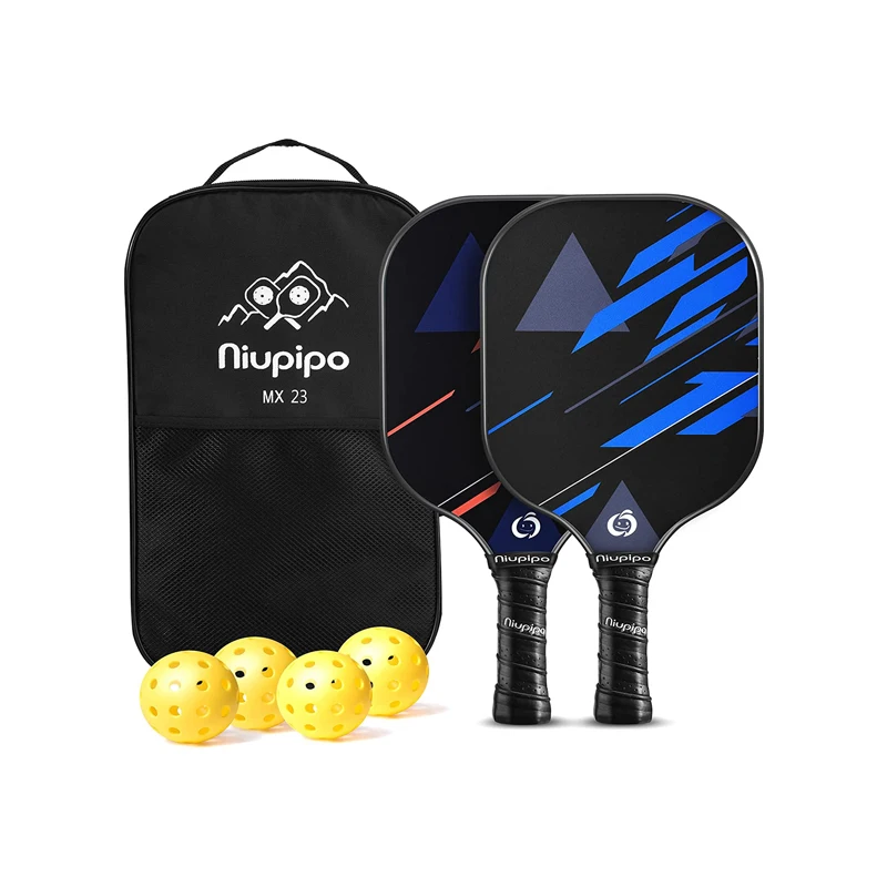 Pickleball Racket Cricket Set 4 Balls 2 Paddles 1 Bag Carbon Fiber Composition PE Honeycomb Core Surface Light Weight  Equipment