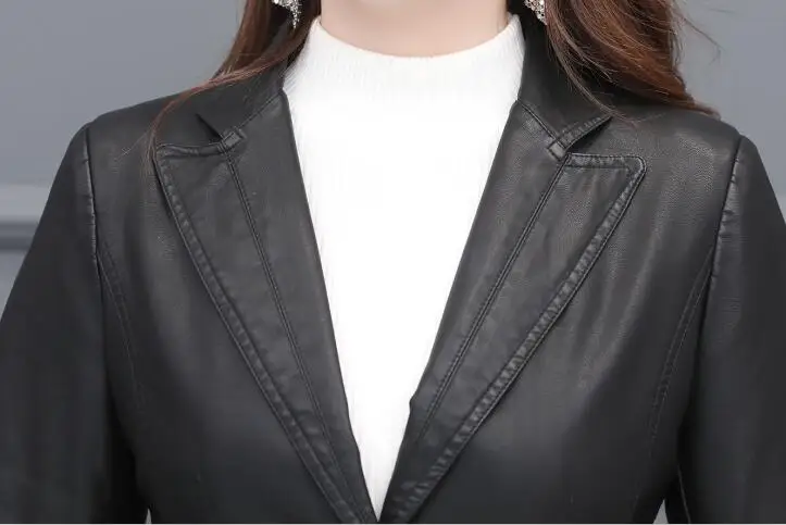 Новинка размера плюс 3XL женская кожаная куртка модная кожаная куртка Женский кожаный костюм короткое приталенное кожаное пальто Женская куртка