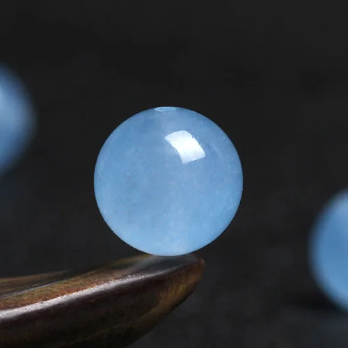 4A Natural Blue Chalcedony Quartz Crystal Single Bead DIY Beads for Jewelry Making